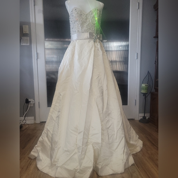 Strapless Beaded Champagne Wedding Gown - Picture 5 of 11